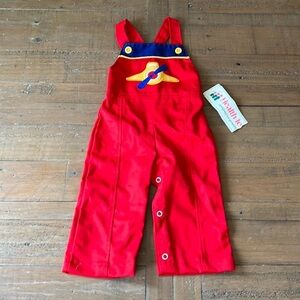 Health Tex vintage red airplane overalls nwt